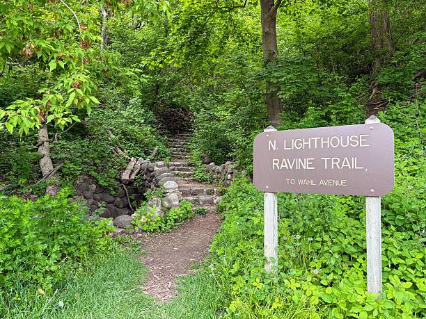 istock North Point Lighthouse Ravine Trail in Milwaukee, Wisconsin 2219095369