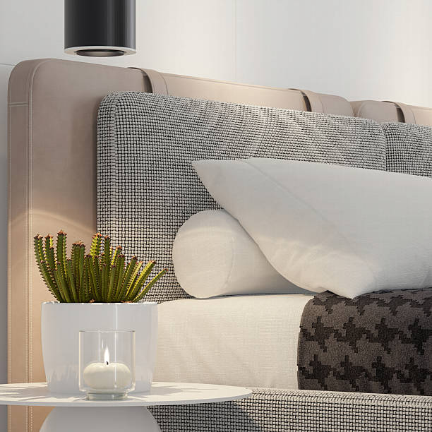 istock Minimalist Modern Bed in a Serene White Bedroom 2219095594