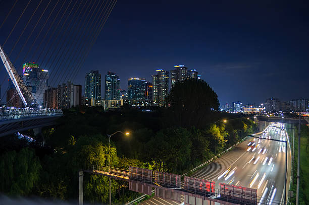 A night view of the city highway.