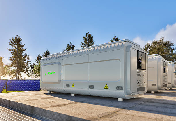 istock Group of energy storage systems or battery container units 2219099953