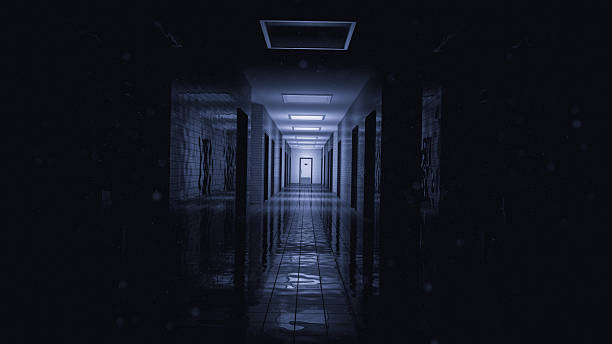 istock Abandoned Research Corridor with Dark Atmosphere and Reflections. 3d render. 2219107000