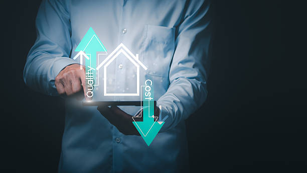 istock Quality control and cost management for management efficiency. Man is showing strategic planning interface and how to increase work efficiency, as well as information for decision making. 2219108478
