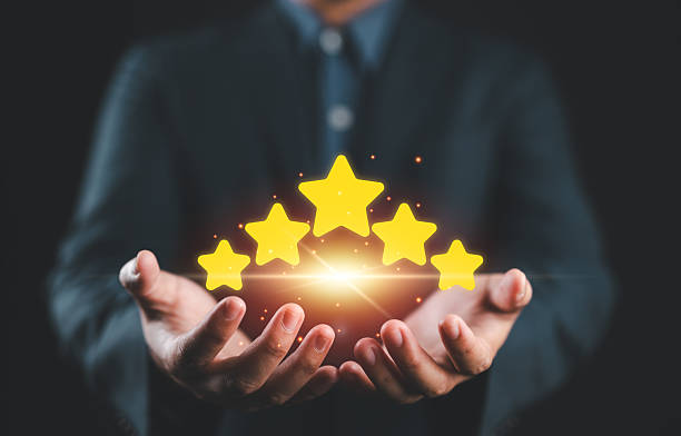 istock Consumers rate their satisfaction 5 stars, Customer Experience Survey Concepts for Services and Products and Customer Engagement, Excellent business appraisal, Entrepreneur Support, positive rating 2219114861