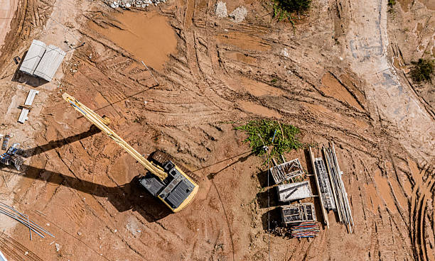 istock Aerial view of development of new road construction or overpass under construction 2219119037