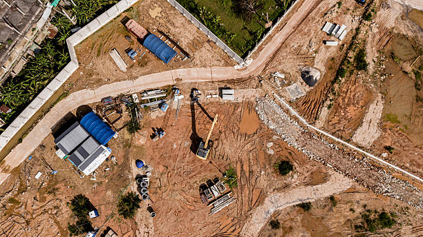 istock Aerial view of development of new road construction or overpass under construction 2219119145