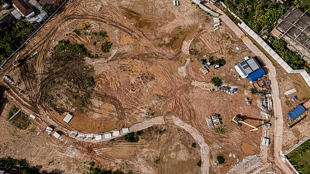 istock Aerial view of development of new road construction or overpass under construction 2219119196