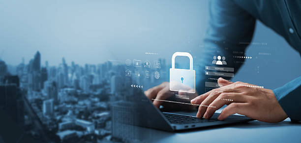 istock cyber security data and digital login system. businessman typing on laptop with lock icon, username and password input, representing cybersecurity and digital access control in modern business. 2219123147