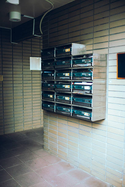 Mailboxes of a rundown apartment complex