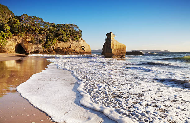 Smiling Sphinx rock near Cathedral Cove, Coromandel Peninsula, New Zealand