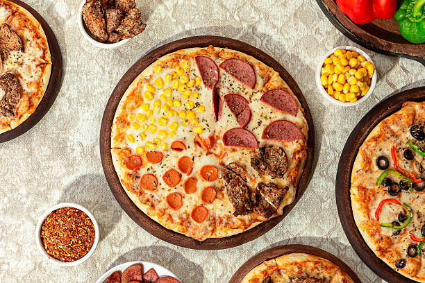 istock Luxury Italian dough pizza with corn salami and sausage 2219129032