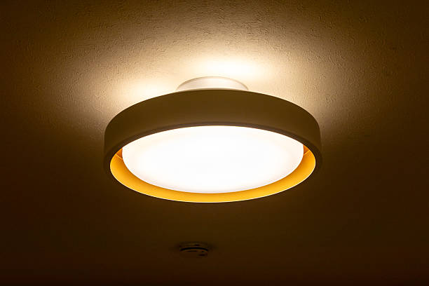 istock A circular lighting on the ceiling in the dark room 2219129837