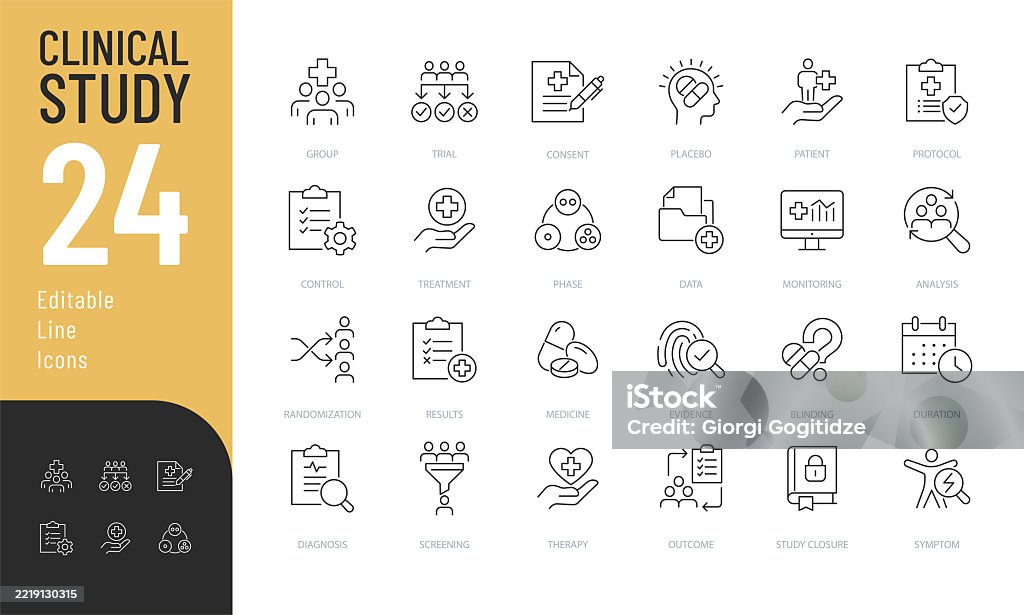 Clinical Study Line Editable Icons set. - 免版稅健保和醫療圖庫向量圖形 Clinical Study Line Editable Icons set. - 免版稅健保和醫療圖庫向量圖形