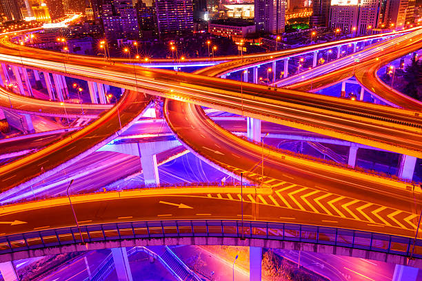 istock Busy elevated roads in Shanghai at night 2219130971