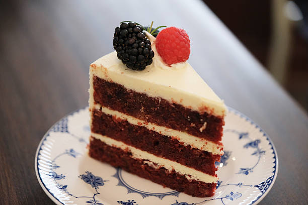 istock slice of red velvet cake served on plate on table 2219133027