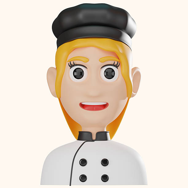 Chef avatar, featuring a uniform and hat. Perfect for digital art, culinary designs, and restaurant-themed visuals. 3D render illustration