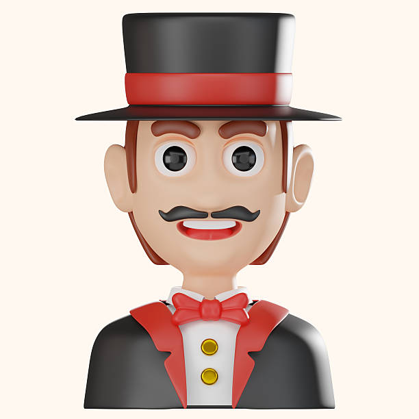 3D illustration of magician avatar performing magic, designed for fantasy, entertainment, and stage-themed digital or educational content. Adds magical touch.