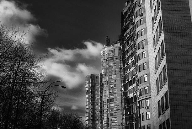 istock multi-storey modern residential building, fragment of facade 2219143152