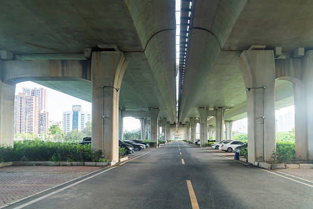 istock Concrete structure and asphalt road space under the overpass in the city 2219148825