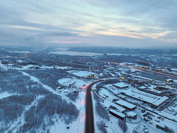 istock Murmansk winter cityscape from above, Russia 2219152596