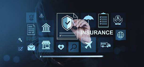 istock Digital insurance icons floating above an open hand symbolizing protection, security, and risk management on a dark abstract background. 2219153413