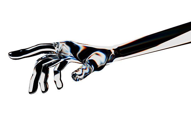 istock Glass android hand touch gesture. Isolated AI or automated concept. 3d rendering 2219154849