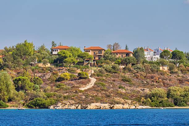 istock A coastal landscape features a hill with building 2219163480