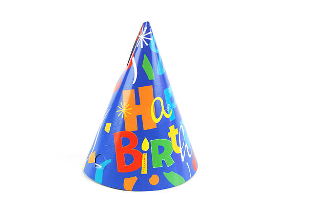 istock shiny party hat on white background 2219167388