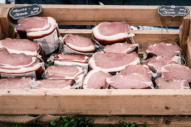 Salzburg, Austria, May 14th, 2025: Layers of Tradition: Speck Selection Showcasing Salzburg's Culinary Mastery