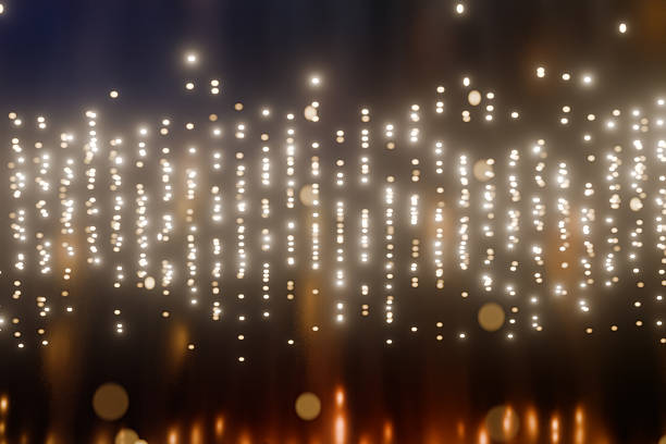 istock Sparkling golden lights decoration on a blurred background. 3d rendering 2219179768