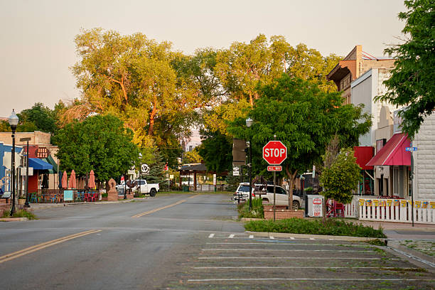 istock Intersection and sidewalk landscaping at dawn, downtown Fruita, Colorado, summer 2219183121