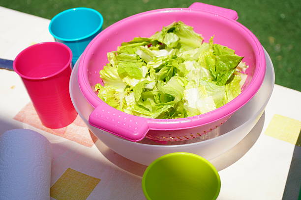 A bowl of salad on the table
