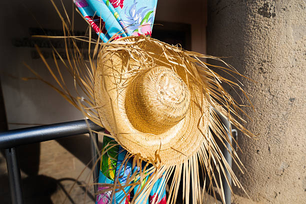 istock Straw hat attached to colored cloth as decoration. Feast of Saint John. 2219192795