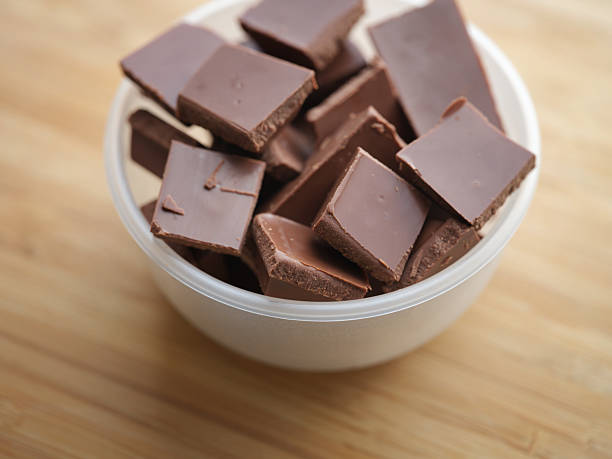 istock A heap of broken milk chocolate in a bowl. 2219193628