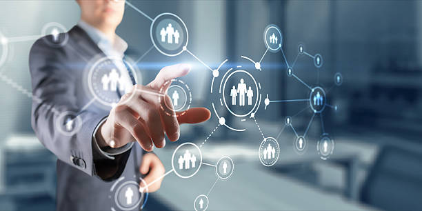 istock HR Recruitment Structure Global Outsourcing Social network communication concept. Virtual screen 2219201200