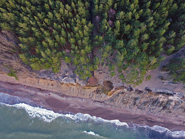Aerial view of the sea viewpoint from the forest
