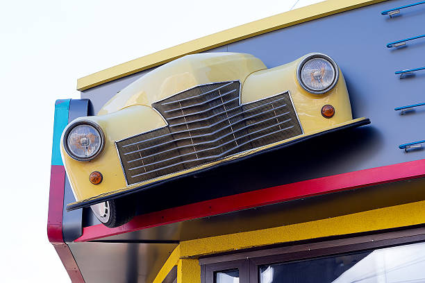 Elements of a retro car on a sign