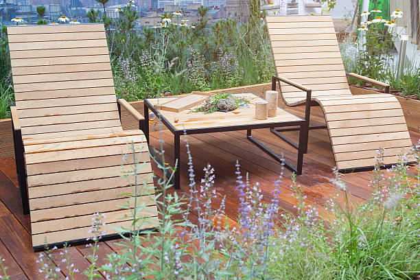 istock Natural wooden chairs on a patio for relaxation 2219211174