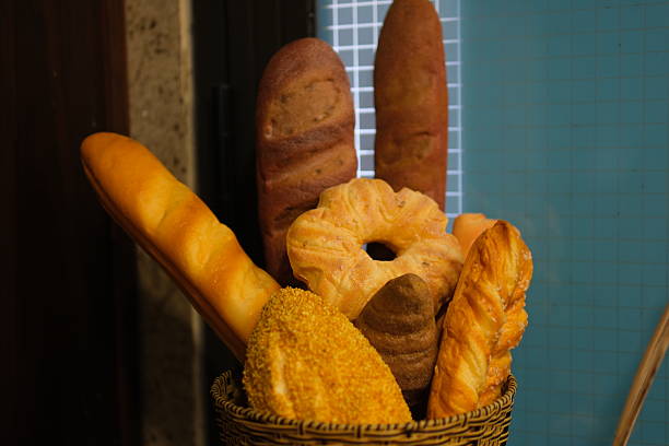 Basket assorted pastries Assortment of Freshly Baked Breads and Rolls in Basket