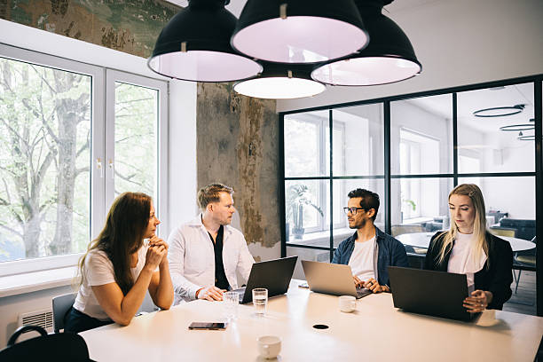 istock Modern Team Collaboration Meeting in a Bright Scandinavian Style Office Space 2219222043