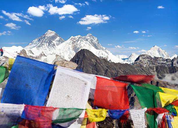 istock Mount Everest Lhotse Makalu buddhist prayer flags 2219227714