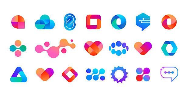 illustrations, cliparts, dessins animés et icônes de collection of abstract tech logos. cyber, communications, biotech and healthcare concept icon set. - enjoliveur