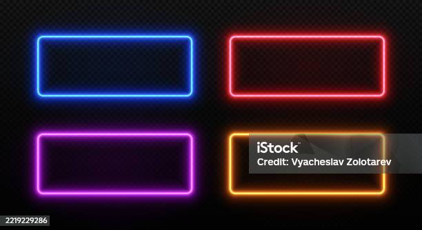 Light Neon Rectangle Frame Glow Led Border Stock Illustration ...