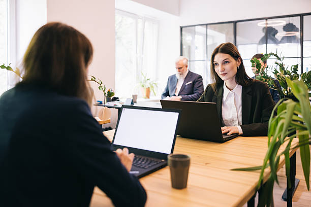 istock Business Team Collaboration in a Modern Office with Laptops and Plants 2219229745