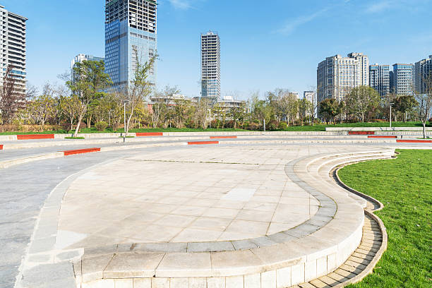 istock empty, modern square and skyscrapers in modern city 2219232937