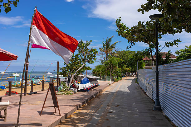 istock Indonesian flag at Sanur Bali 2219242760