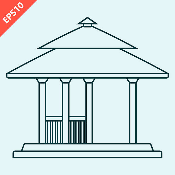 Hand drawn gazebo design vector icon flat isolated illustration Hand drawn gazebo design vector icon flat modern isolated illustration octagon house stock illustrations