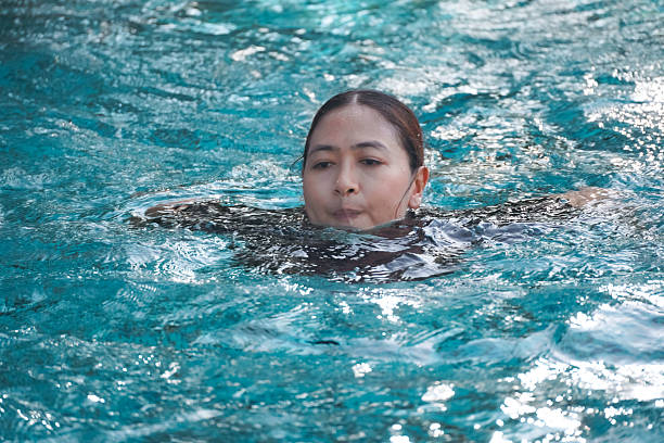 Women swimming in the pool, Happy moments