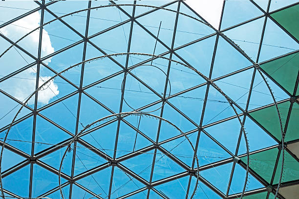 glass geometric modern roof in the mall