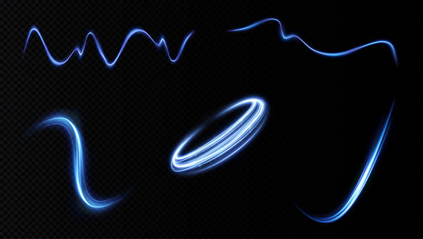 istock Glowing blue neon beams in a single line, bursting with light effects, speed, and cosmic energy 2219265021