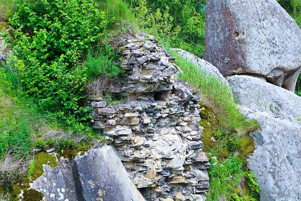 Ruins of a historical ancient roman aqueduct. Travel photography shot on film